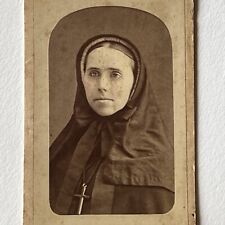 Antique CDV Photograph Beautiful Young Woman Catholic Nun Cross Wilmington NC picture