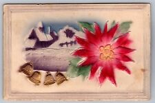 Postcard: New Year/Xmas, Embossed, Fabric Applique, Gilt, A. M. B., Posted 1913 picture