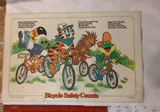 1980 Kellogg's Cereal w Retired Characters Bus & Bicycle Safety Count Placemat picture