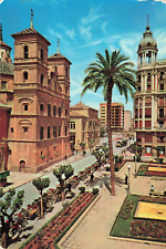 Murcia Spain, St. Domingo Square & Alfonso X El Sabio Ave, Vintage Postcard picture