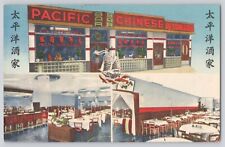 Postcard New York Chinatown Pacific Chinese Restaurant Vintage Linen Era picture