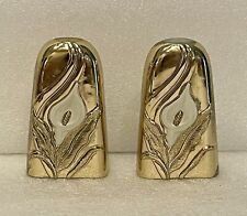 Rare Wm. A. Rogers Calla Lily Gold Tone Brass Salt & Pepper Shakers picture