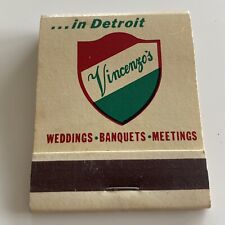 Vintage Full Matchbook - Vincenzo’s Restaurant - Detroit, Michigan picture
