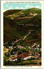 VINTAGE POSTCARD LOOKING UP VIRGINIA CANYON FROM IDAHO SPRINGS COLORADO c. 1940 picture