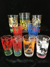 9 Different Collectible DAVY CROCKETT Glass Tumblers picture