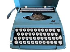 Aqua Blue Portable Smith Corona Typewriter White Keys w/ Case picture