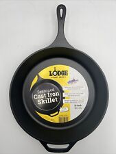 Lodge 15” Seasoned Cast Iron Skillet Black Round Built-in Handles Oven Safe NEW picture