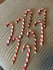 8 Vintage Chenille piper cleaner candy canes Christmas ornaments picture