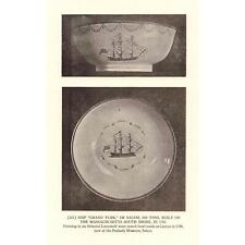 1922 Lithograph Nautical Ship Grand Turk on Oriental Lowestoft Ware 2R1-73 picture