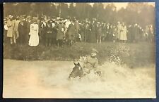RPPC Real Photo Postcard Germany Man on Horse in Water Racing? Spectators c1920s picture