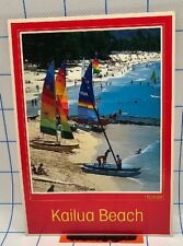 ATQ Ephemera Postcard Unposted Kailua Beach Oahu Hawaii sail boats  picture