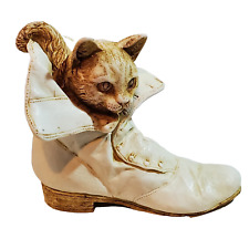 Vtg Harmony Kingdom Purrfect Fit Cat in Shoe Victorian Boot Trinket Box Figurine picture