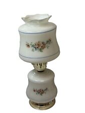 Vintage Electric Hurricane 3-Way Table Lamp Night Light White Floral Print picture