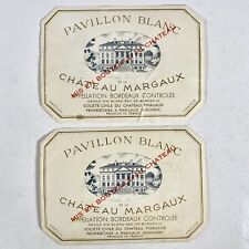 Pavillon Blanc Chateau Margaux 1960’s Wine Bottle Labels Lot France Pair Of 2 picture