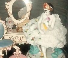 Volkstedt Porcelain Lace Large Dresden Prima Ballerina Queen Jeweled  Figurine picture