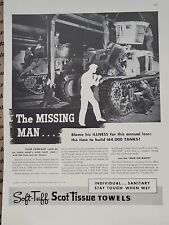 1942 Scot Tissue Missing Man Fortune WW2 Print Ad Q3 Tank Manufacturing Plant picture