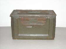 US WWII Embossed Metal 50 Cal M2 Ammo Box Ammunition Flaming Bomb Vintage picture