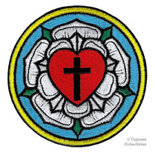 LUTHER ROSE EMBROIDERED PATCH LUTHERAN CHURCH IRON-ON CHRISTIAN CROSS BIKER new picture