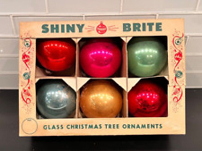 Vintage Lot of 6 Shiny Brite Glass Xmas Ornaments MixedColors 3.5