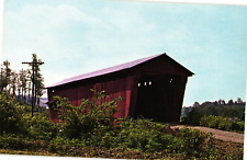 Covered Bridge Township Rd 347 over Sunday Creek Glouster OH Postcard Vintage picture