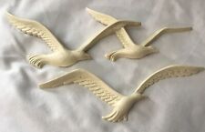 Vtg 1981 Homco Seagulls Birds in Flight #7619 Wall Décor Ivory 2 Pc Set EUC picture