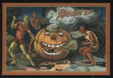 MODERN 4x6 LITHO PC HALLOWEEN DEVIL FANNING FLAMES in JACK O LANTERN No.10 picture