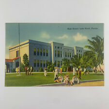 Postcard Florida Lake Worth FL High School 1940s Linen Unposted picture