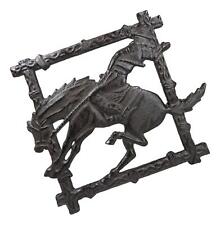 Cast Iron Western Rustic Rodeo Cowboy On Bucking Horse Decorative Table Trivet picture