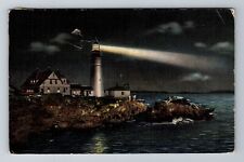 Portland ME-Maine, Portland Headlight at Night, c1954 Antique Vintage Postcard picture