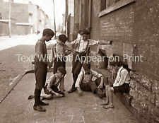 1908 Boys Playing Craps Cincinnati, Ohio Vintage Photograph 8.5