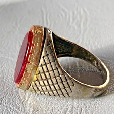 Ring Roman Ancient Red Stone Intaglio Carnelian Antique Bronze Red Engraved picture