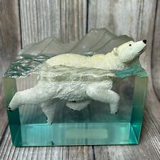 North Carolina Zoo Polar Bear Swimming In Water Collectible Figure Paperweight  picture