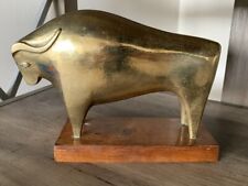 VTG ITALIAN Modernist Brass Bull Sculpture Made In Italy picture
