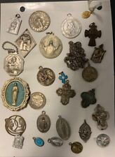 Vintage Catholic Lot of 25 Medals Crosses Religious Holy picture