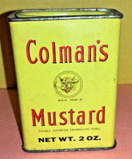 Vintage COLMAN'S Bull's Head MUSTARD POWDER Metal 2 oz Spice Tin - AS IS picture