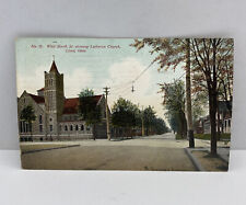 Vintage Postcard Lima Ohio W North Street Lutheran Church Scene Posted 1911 picture