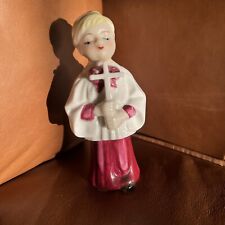 Vintage Choir Alter Boy Holding Cross Red Robe Japan  5” picture