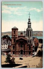 Basilica Quebec Canada Birds Eye View Chapel Church Cathedral Vintage Postcard picture