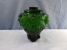 Fenton L.G. Wright Emerald Green Glass Embossed Raised Roses Oil Lamp Font picture