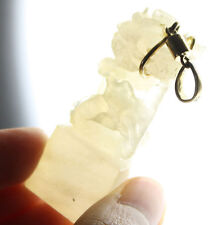IMPORTANT 19C CHINESE MUTTON FAT WHITE JADE TRANSLUCENT DRAGON  PENDANT 14K YG picture