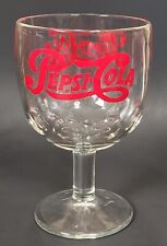 Vintage Pepsi-Cola 1 Each Goblet Glass 16 oz. Promotional Advertising Stemware picture