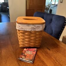 Longaberger 2001 Tall Tissue Basket, Liner, Protector   & Wooden Lid. picture