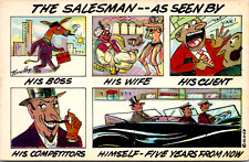 The Salesman As Seen By His wife Boss, Client, Self Comic Funny Vintage Postcard picture