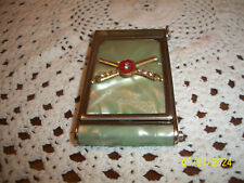 Vintage Green Celluloid Camera Style Powder & Rouge Compact by Girey Unused picture