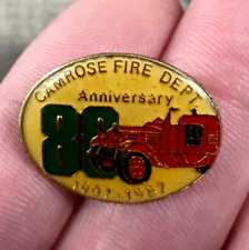 Camrose Fire Dept. 80th Anniversary 1907-1987 Lapel Hat Jacket Backpack Bag Pin picture