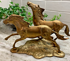 Vintage Wild Horses Galloping Free - Great Beauty Captured in Brass Sculpture picture
