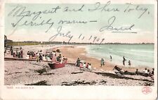 Postcard Early Rye Beach NH Bathers Boats Boardwalk 1905 *2 picture