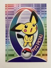 Pokemon Topps #172 Pichu Sticker Card Johto League Champions 2 of 37 NM/M Rare picture