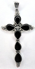 Cross Crucifix Black Onyx Sterling Silver Pendant Carolyn Pollack Relios Jewelry picture