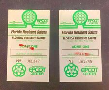 (2) Vintage 1985 WALT DISNEY WORLD EPCOT Florida Resident Ticket CollectIble. picture